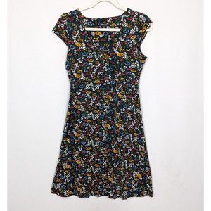 TOAD & CO S Ditsy Floral Amelia Tencel Cap Sleeve Dress V-Neck Stretch Outdoor